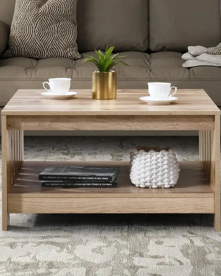 31.5" Black Oak Wood Coffee Table