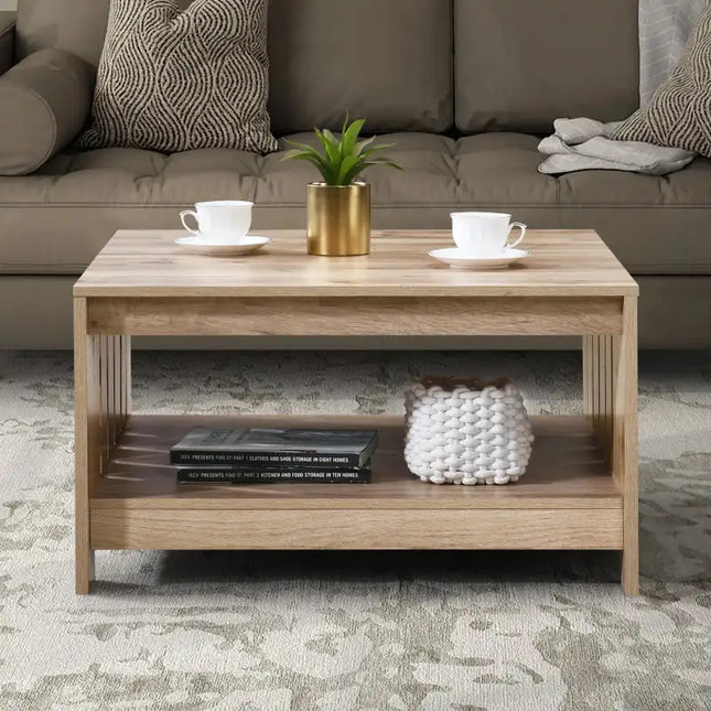 31.5" Black Oak Wood Coffee Table