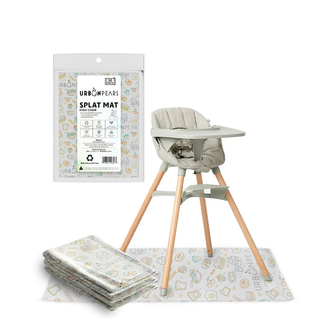 Disposable Splat Mats (30-Pack) – Eco-Friendly, Compostable Under-Highchair Mats for Baby-Led Weaning (47" x 40")