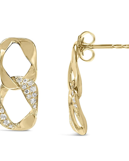 14K Yellow Gold Plated .925 Sterling Silver Open Link 1/5 Cttw Diamond Drop Earrings (H-I Color, I1-I2 Clarity)