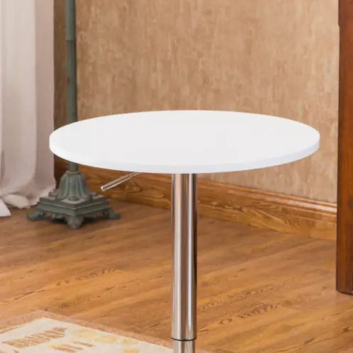 Adjustable Wood And Metal Bar Table In White