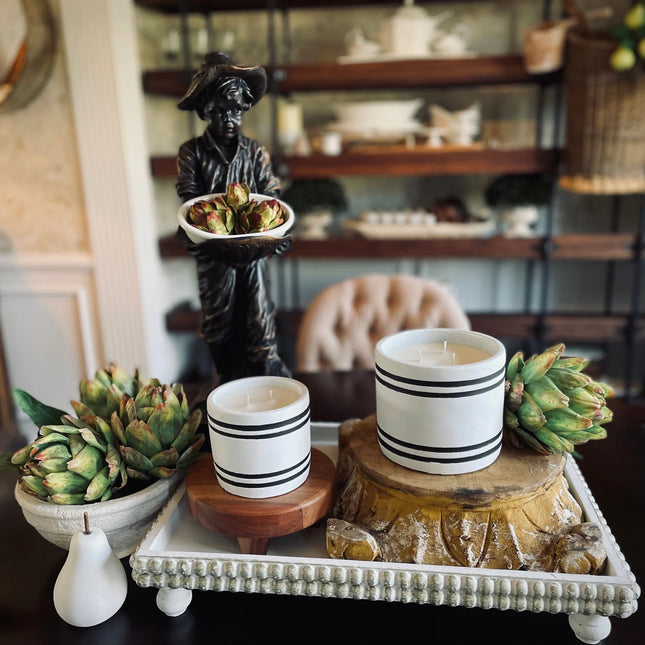 Luxury Small Striped Stone Designer Candle - Hibernate