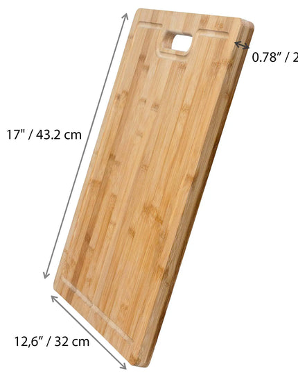 XL Bamboo Cutting Board - 17x12.5 Inch Wood Tray For Meat, Cheese, Veggies - Juice Groove, 3