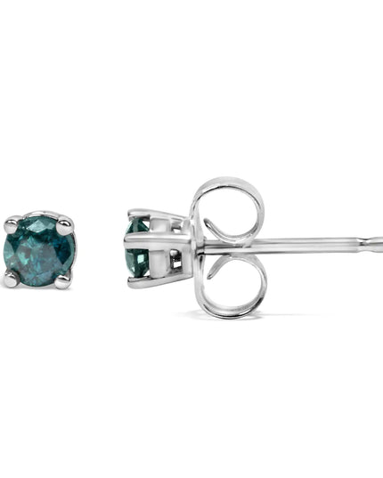 .925 Sterling Silver 0.15 Cttw Round Brilliant-Cut Diamond Classic 4-Prong Stud Earrings