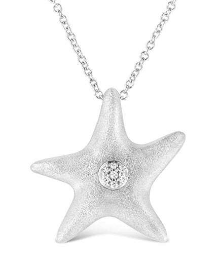 .925 Sterling Silver Prong-Set Diamond Accent Starfish Pendant Necklace (I-J Color, I1-I2 Clarity) - Size 18"