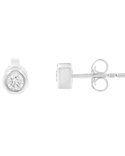 10K Gold 1/4 Cttw Round Brilliant-Cut Near Colorless Diamond Bezel-Set Stud Earrings (H-I Color, I1-I2 Clarity)