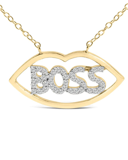 14K Yellow Gold Plated Silver 1/4 Cttw Diamond "Boss" Pendant Necklace - 18 Inch