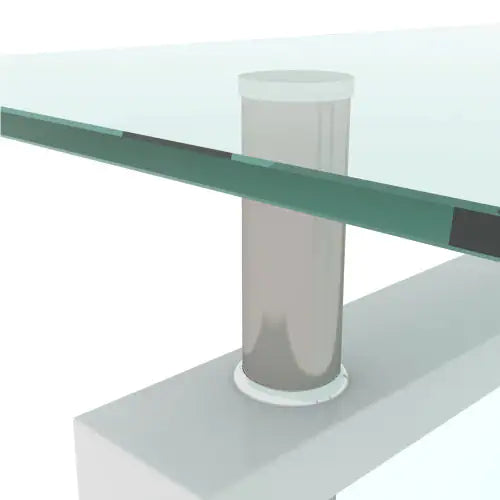 Sleek Modern White Coffee Table with Clear Glass Top – Stylish Center & Side Table for Living Room Furniture