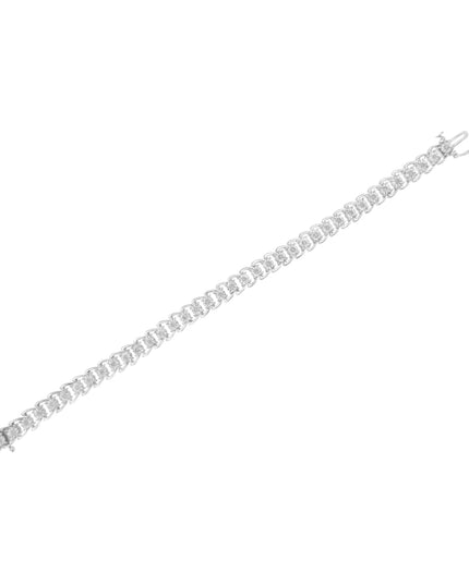 .925 Sterling Silver 1/2 Cttw Diamond Miracle-Set Double Swoosh Wave Style 7" Tennis Bracelet (I-J Color, I3 Clarity)