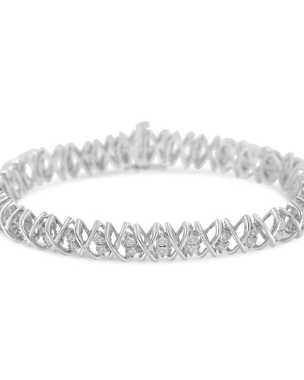 Sterling Silver rose-cut Diamond X-Link Bracelet (1 cttw, I-J Color, I2-I3 Clarity)