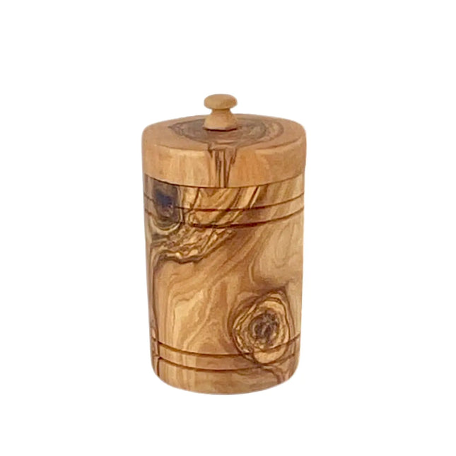 Olive Wood Spice Jar Salt Keeper w/Lid