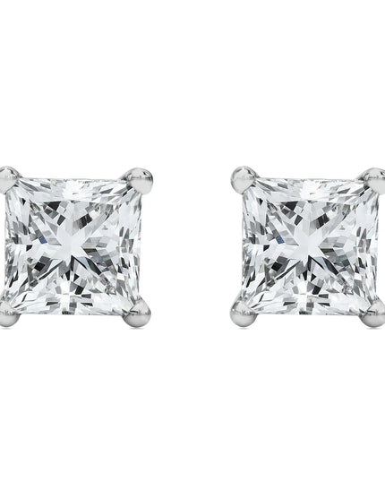 14K White Gold Princess Cut Lab-Grown Diamond Solitaire Stud Earrings (F-G Color, VS2-SI1 Clarity)