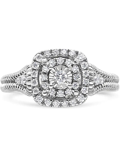 .925 Sterling Silver 1/3 Cttw Miracle Set Round-Cut Diamond Cocktail Ring (H-I Color, I1-I2 Clarity)