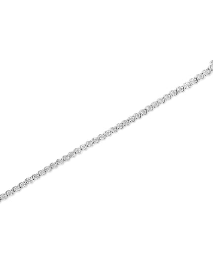 .925 Sterling Silver 1/4 Cttw Diamond Round Miracle Plate and "S" Link Tennis Bracelet (I-J Color, I2- I3 Clarity) - 7"