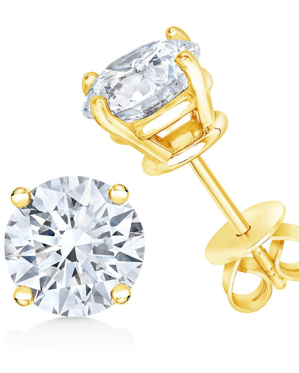 14K Gold 1/2 Cttw Round Brilliant Cut Lab Grown Diamond 4-Prong Classic Solitaire Stud Earrings