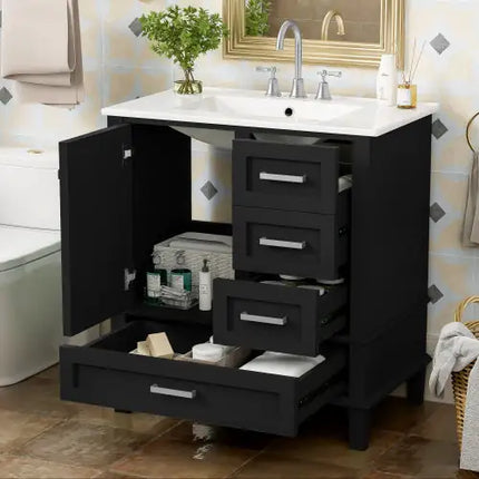 30\" Modern Bathroom Vanity Set, Sink Combo, Storage Cabinet, Solid Wood Frame