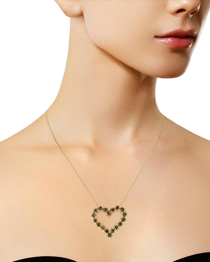 14K Yellow Gold Plated .925 Sterling Silver 1.0 Cttw Champagne Diamond Heart Pendant Necklace (K-L Color, I1-I2 Clarity) - 18"