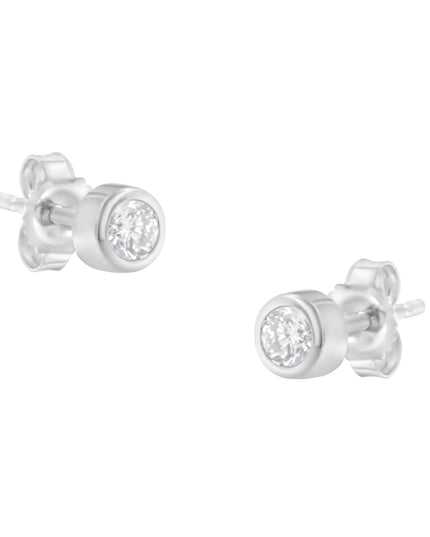 10K Gold 1/5 Cttw Round Brilliant-Cut Near Colorless Diamond Bezel-Set Stud Earrings (H-I Color, I1-I2 Clarity)