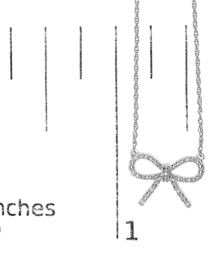.925 Sterling Silver Diamond Accent Ribbon Bow Knot Pendant Necklace (J-K Color, I2-I3 Clarity) - 18" Inches