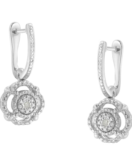 .925 Sterling Silver Miracle-Set Diamond Accent Drop and Dangle Earrings (I-J Color, I3 Clarity)