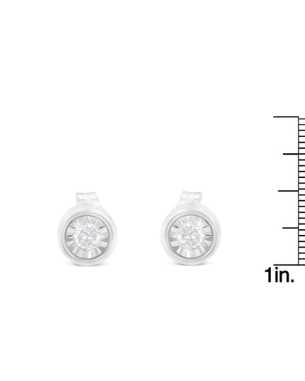 .925 Sterling Silver 1/5 Cttw Round Brilliant-Cut Near Colorless Diamond Miracle-Set Bezel Barrel Style Stud Earrings (I-J Color, I2-I3 Clarity)