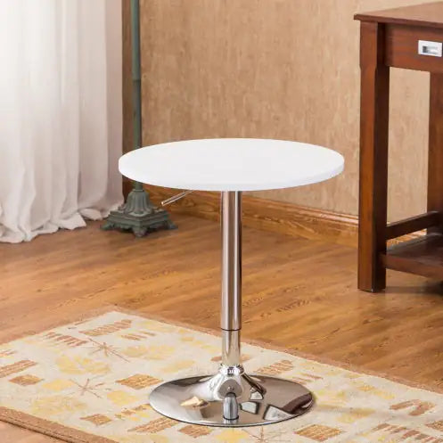 Adjustable Wood And Metal Bar Table In White