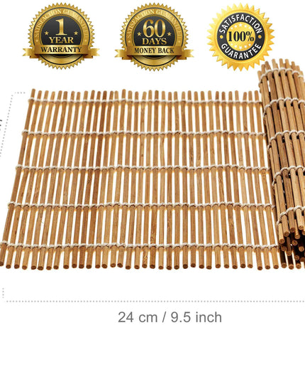 Bamboo Sushi Kit: 2 Mats, 5 Pairs Chopsticks, Rice Paddle, Spreader