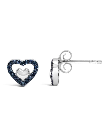925 Sterling Silver 1/6 Cttw Diamond Open Double Heart Stud Earrings - Choice of Diamond Color