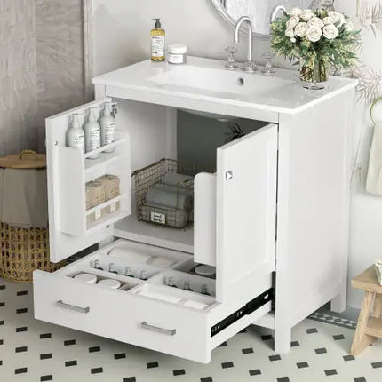 30" Gray Bathroom Vanity With Sink, Combo Cabinet, Undermount Sink, Storage Cabinet, Soft Closing