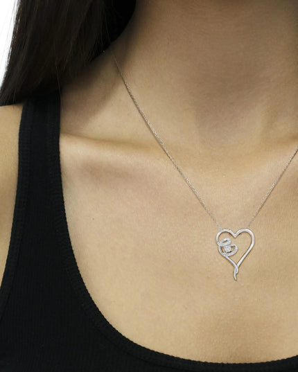 .925 Sterling Silver 1/10 cttw Diamond Heart Pendant Necklace (H-I, I1-I2)