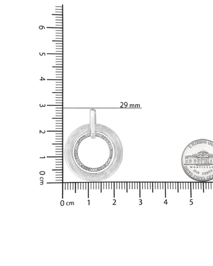 .925 Sterling Silver Prong-Set Diamond Accent Satin Finished Double Circle 18" Pendant Necklace (I-J Color, I1-I2 Clarity)