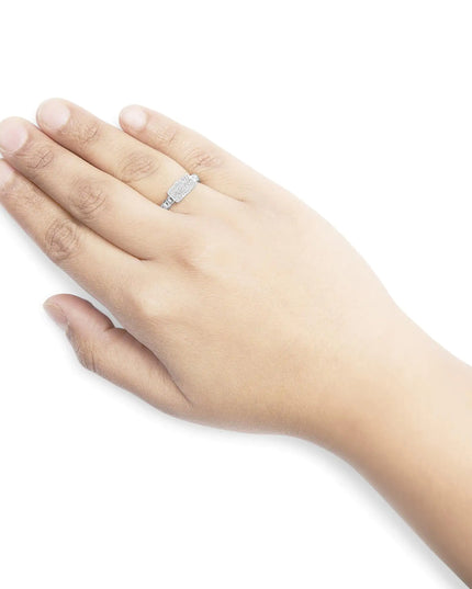 .925 Sterling Silver 1/5 Cttw Diamond ID and Cuban Link Band Ring (I-J Color, I2-I3 Clarity)