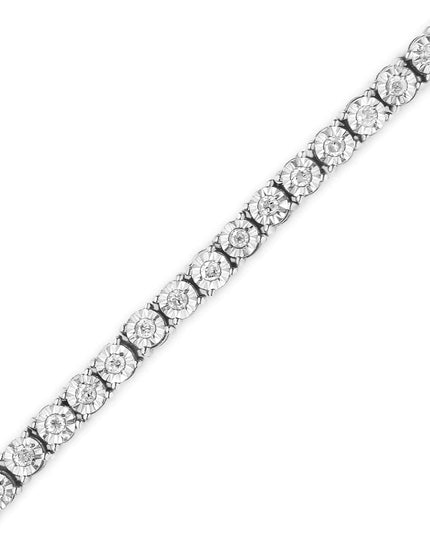 .925 Sterling Silver 1.0 Cttw Miracle-Set Diamond Round Faceted Bezel Tennis Bracelet (I-J Color, I3 Clarity)