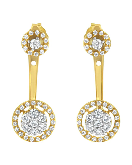 14K Yellow Gold Plated .925 Sterling Silver 5/8 Cttw Diamond Removable Stud and Dangle Earrings (I-J Color, I2-I3)