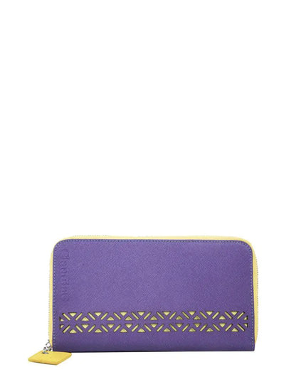 Lotus Leather Wallet-Plum/Canary Yellow