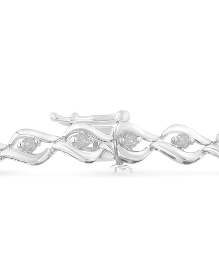 .925 Sterling Silver 1/2 Cttw Rose Cut Diamond Almond Shape Link Tennis Bracelet (I-J Color, I3 Clarity) - 7”