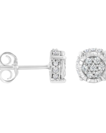 .925 Sterling Silver 1/3 cttw Round-cut Diamond Floral Stud Earring (I-J Clarity, I3 Color)