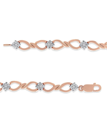 10K Rose Gold Plated .925 Sterling Silver 1/2 Cttw Diamond Infinity Link Tennis Bracelet (H-I Color, I2-I3 Clarity) -7”