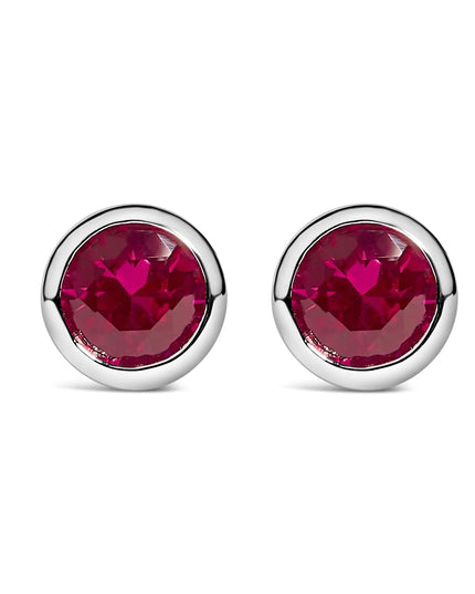 .925 Sterling Silver 6MM Bezel Set Created Gemstone Solitaire Stud Earrings