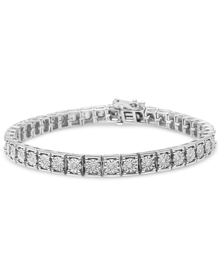 .925 Sterling Silver 1/4 Cttw Diamond Link Bracelet (I-J Color, I2-I3 Clarity) - Size 7.25"