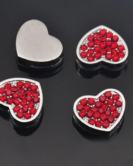 Red Pavé Heart -Silver Charms