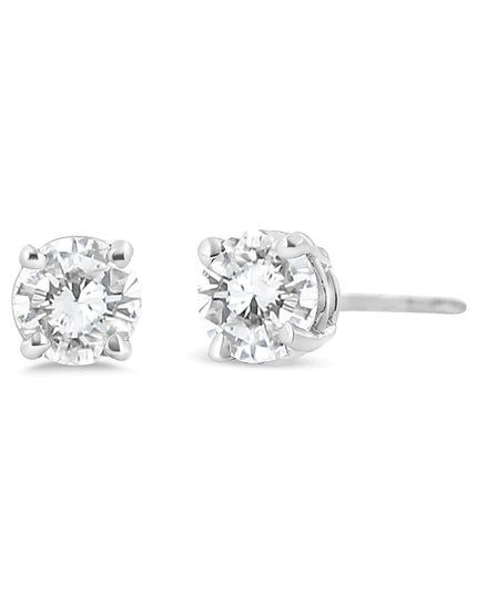 14K White Gold 3/4 Cttw Lab Grown Diamond 4-Prong Classic Stud Earrings (F-G Color, VS2-SI1 Clarity)