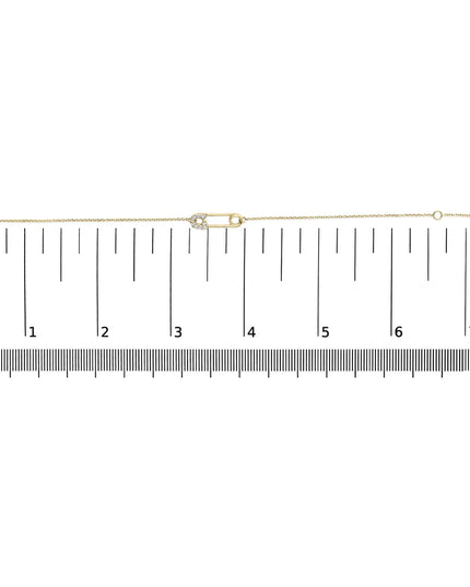10K Yellow Gold 1/10 Cttw Diamond Paperclip Charm Adjustable Link Bracelet  (J-J Color, I1-I2 Clarity) - 7.25 Inch