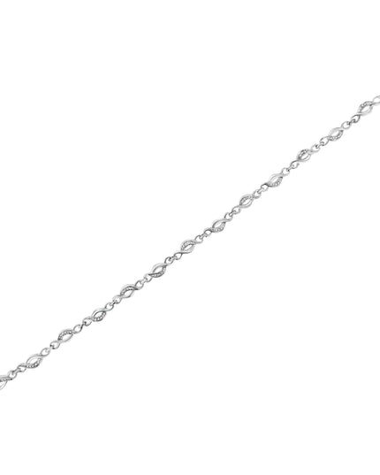 .925 Sterling Silver Prong Set Diamond Accent Curved Spiral Link Bracelet (I-J Color, I3 Clarity) - 7.25"