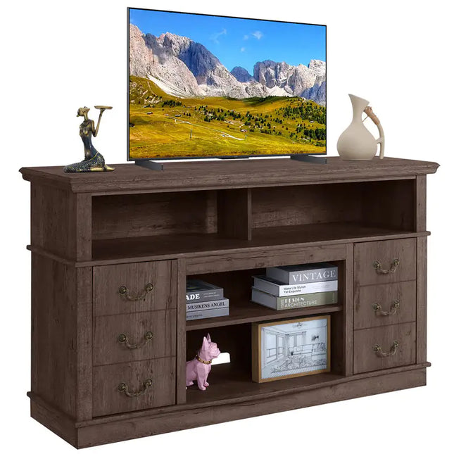 Vintage Wood TV Cabinet For Living Room, Modern Farmhouse Entertainment Center