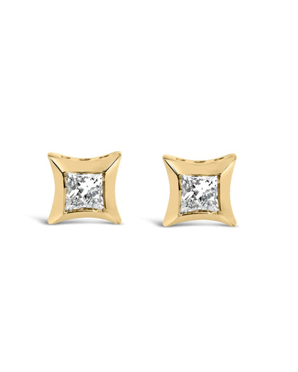10K White Gold 1/5 Cttw Invisible Set Princess-Cut Diamond Stud Earrings (H-I Color, SI2-I1 Clarity)