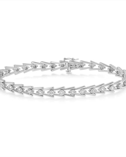 Sterling Silver Diamond Wave-Style Link Bracelet (0.5 cttw, I-J Color, I3 Clarity)