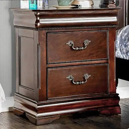 Cherry Nightstand Solid Wood 2-drawer Hidden Top Drawer Bedside Table