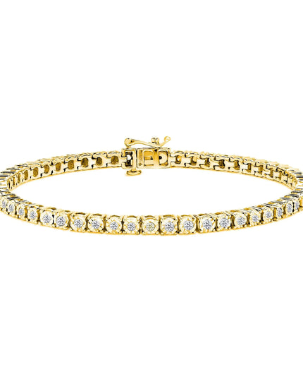 .925 Sterling Silver 1.0 Cttw Miracle-Set Diamond Round Faceted Bezel Tennis Bracelet (I-J Color, I3 Clarity)