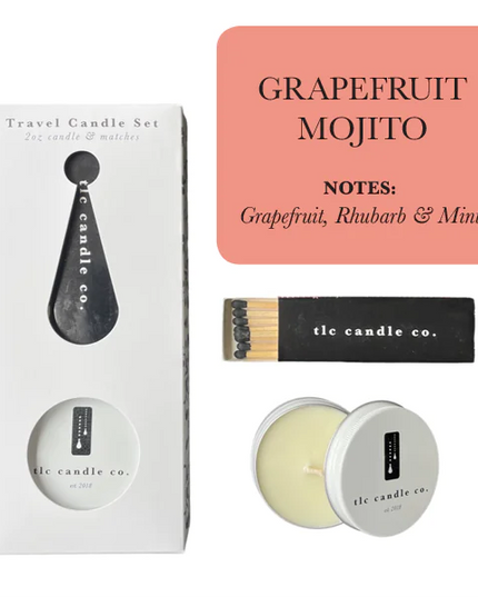 Travel Candle with Matches - Grapefruit Mojito